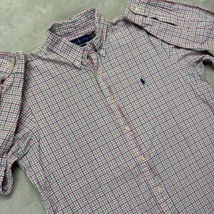 Ralph Lauren Shirt Men's Large Pink Plaid Check‎ Classic Fit Button Down Preppy
